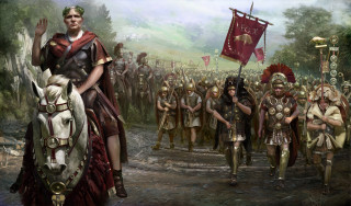 Man horse crowd roman costumes - a painting of a man riding free wallpaper
