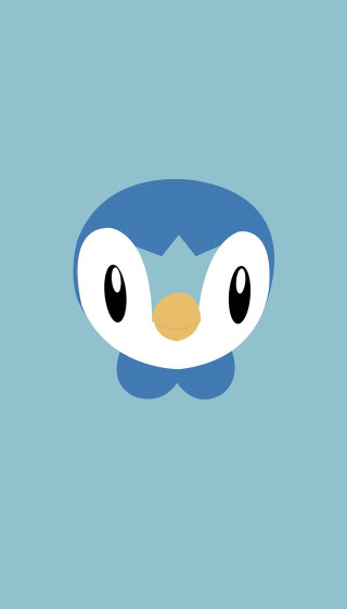 Penguin big eyes blue background - a black nose free wallpaper