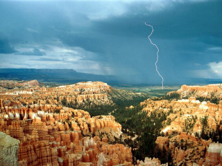 Lightning bolt canyon distance sky - dramatic free wallpaper