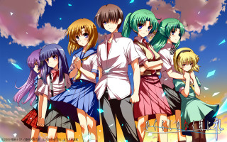 Anime girls cloudy sky blue 3 - a cloudy sky free wallpaper
