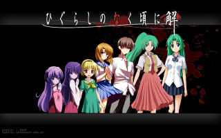 Anime girls black background hello - chinese free wallpaper