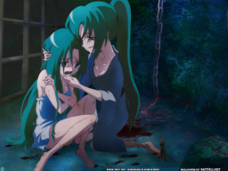 Anime characters sitting hands on - their hipss free wallpaper