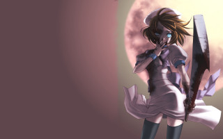 Woman holding knife full moon 2 - a knife in front free wallpaper