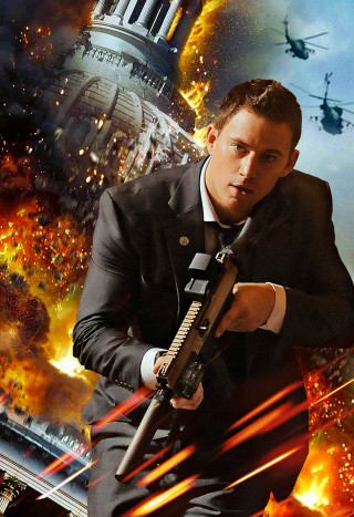 Man suit gun building helicopter - free sci-fi wallpaper