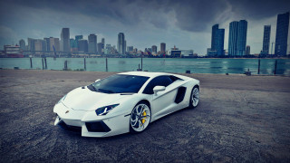White sports car city skyline 8 - andrew law free wallpaper