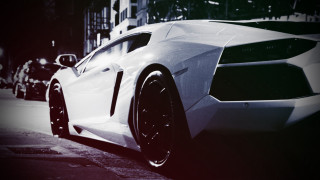 White sports car night road 5 - the side of the road free wallpaper