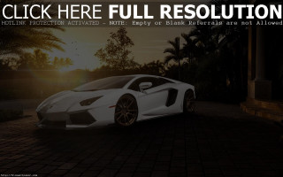 White sports car house sunset - matte drawing free wallpaper