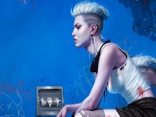 Woman white hair toilet bathroom - drew struzan free wallpaper