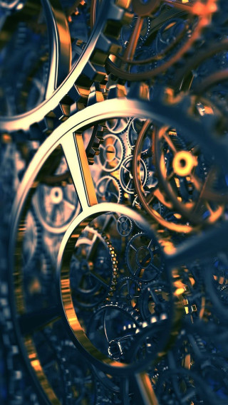 Clock gears blue mechanical cityscape - gear free wallpaper