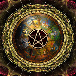 Pentagram star magic circle clock - metaphysical painting free wallpaper