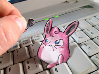 Pink bunny sticker keyboard ultra - ultra realistic digital art free wallpaper