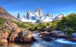 Mountain range river forest stream - a stream running free wallpaper