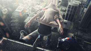 Man walking tall building hands - a tall building free wallpaper