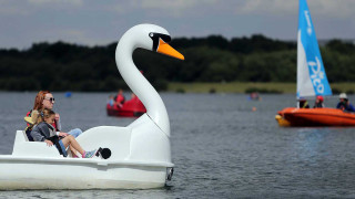 Woman child swan boat water - a woman and a child free wallpaper
