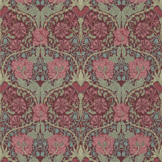 Red green floral pattern Annabel - a blue border free wallpaper