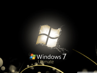 Black background windows7 logo gold 4 - a gold ribbon free wallpaper