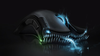 Computer mouse glowing green light - ultra realistic digital art free wallpaper