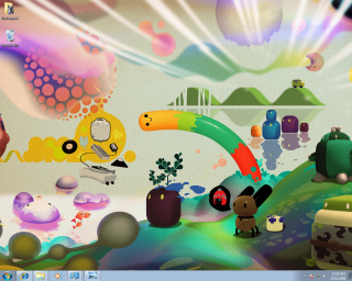 Colorful landscape bird rainbow fish - a cartoon free wallpaper