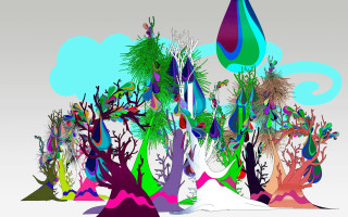 Tree sky clouds digital painting - chiho aoshima free wallpaper