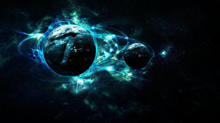 Space station galaxy blue green - planet free wallpaper