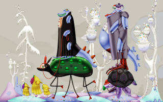 Cartoon characters table cake celebration - a cake free wallpaper