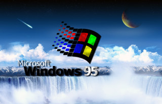 Waterfall windows95 logo image waterfall - vaporwave free wallpaper