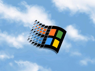 Flying computer screen sky clouds - vaporwave free wallpaper