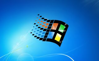 Computer flying kite background blue - vaporwave free wallpaper