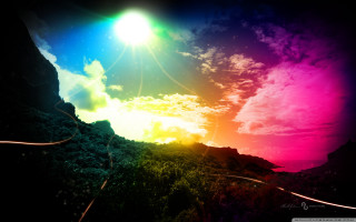 Rainbow colored sky clouds sun 2 - cloud and a rainbow free wallpaper