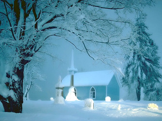Church snow tree winter gothic - ground free wallpaper