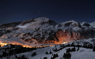 Snowy mountain night full moon 6 - arthur b. carles free wallpaper