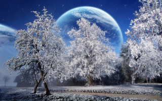 Snowy landscape planet aurora moon - a snowy landscape free wallpaper