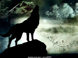 Wolf rock sky clouds background - epic fantasy free wallpaper