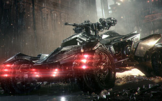 Batman motorcycle red lights rain - a video game free wallpaper