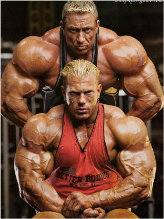 Blonde man red shirt bench - another man in the background free wallpaper