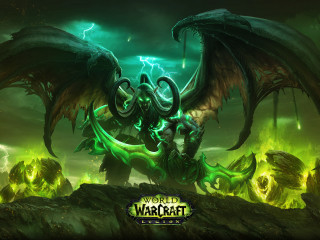 Demonic creature with large horns - lightning free wallpaper