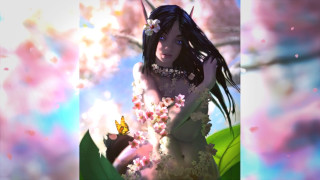 Woman white dress holding butterfly - a white dress holding free wallpaper