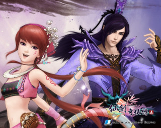 Anime couple stars purple background 2 - concept art free wallpaper