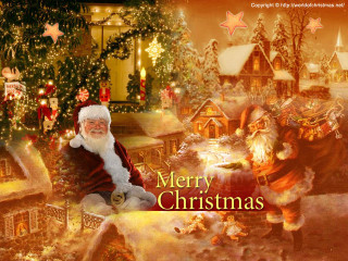 Santa claus christmas tree lit - processed free wallpaper