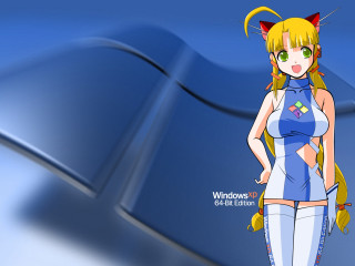 Cartoon cat ears blue wave - a cat ear free wallpaper