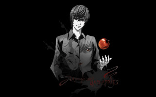 Man holding apple black background 3 - the middle free wallpaper
