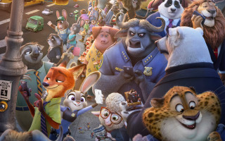 Animated animals street corner traffic - a street corner free wallpaper