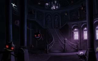 Creepy room staircase cat corner 2 - a staircase free wallpaper