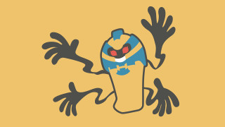Cartoon figure blue yellow striped - derf free wallpaper