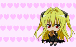 Anime girl blonde hair red 9 - red eyes holding free wallpaper