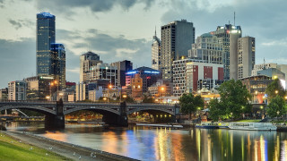 City skyline bridge river boat 2 - australian tonalism free wallpaper for desktop