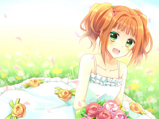 Girl dress bed flowers eyes - a bed of flowers free wallpaper