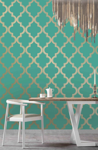 Dining room table chairs gold - art deco free wallpaper
