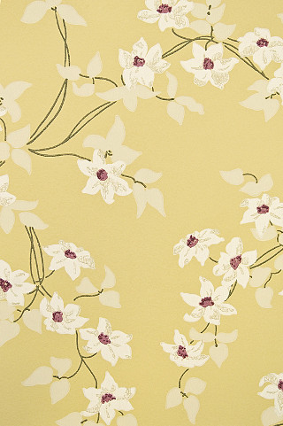 Yellow wall flower pattern clock - a flower pattern free wallpaper