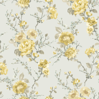 Yellow gray floral leaves flowers - gray free wallpaper